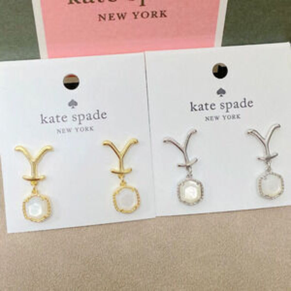kate spade Retro Letter Resin Stud Drop Earrings
